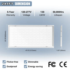 LG LED 72W 2x4 FT LED Light Flat Panel, 5 CCT Adjustable