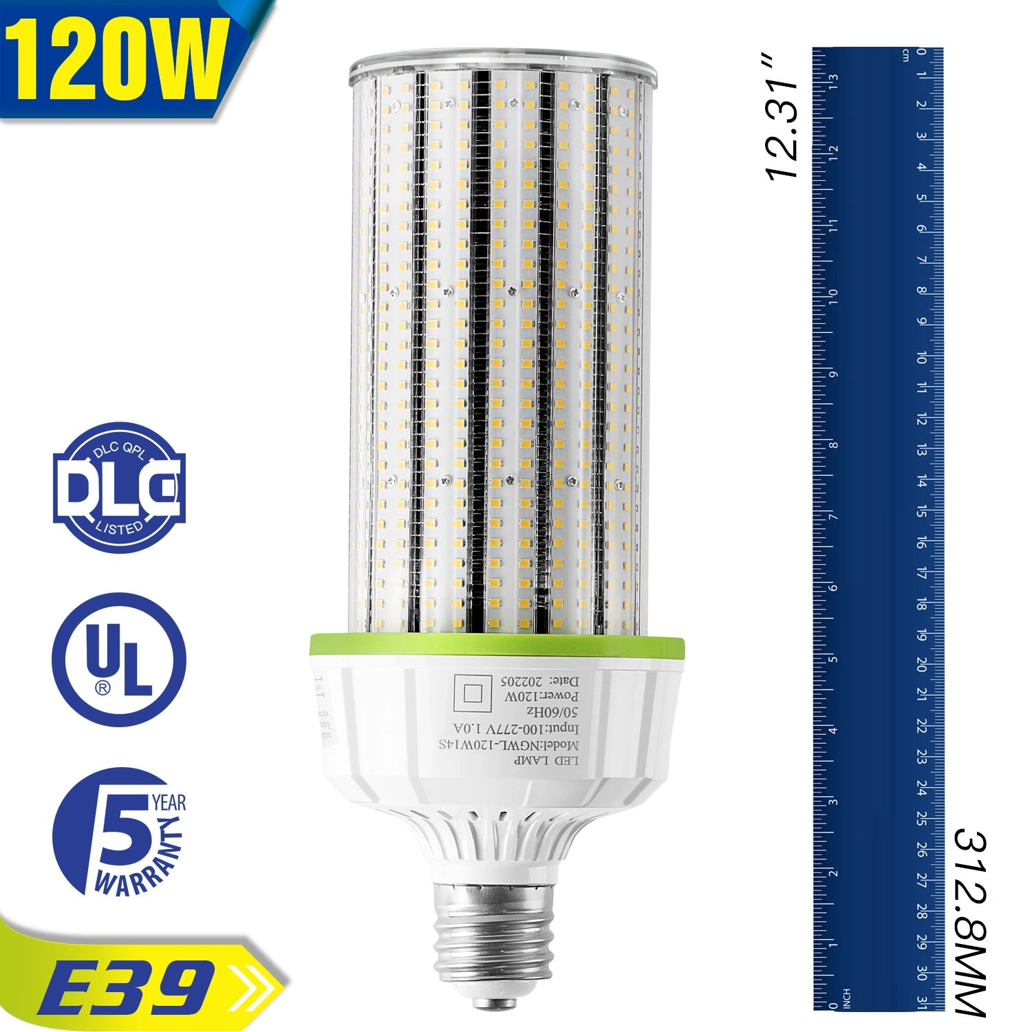 LG LED Equivalent LED Corn Light Bulb 5700K Large Area Cool Daylight White E39 Base