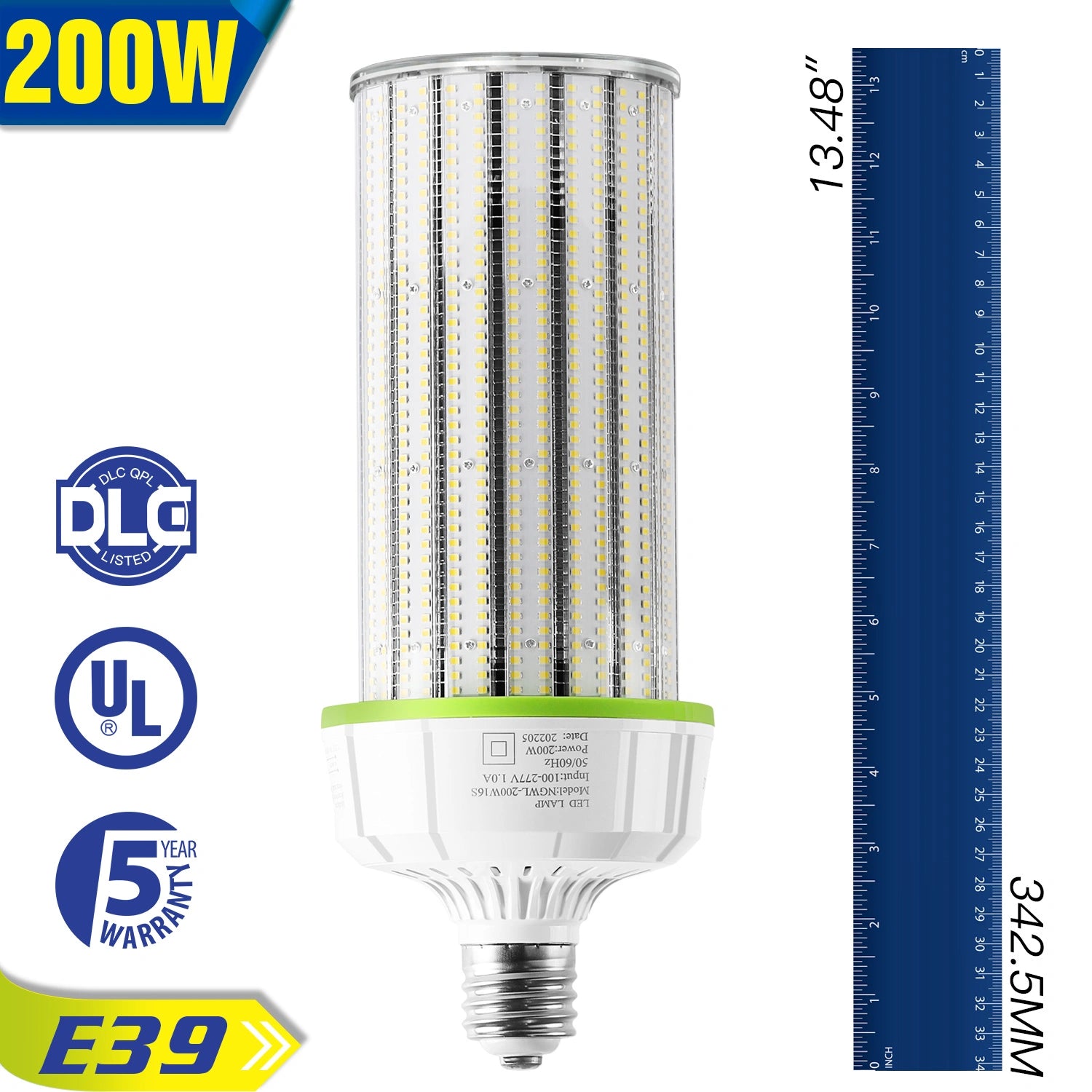 LG LED Equivalent LED Corn Light Bulb 5700K Large Area Cool Daylight White E39 Base