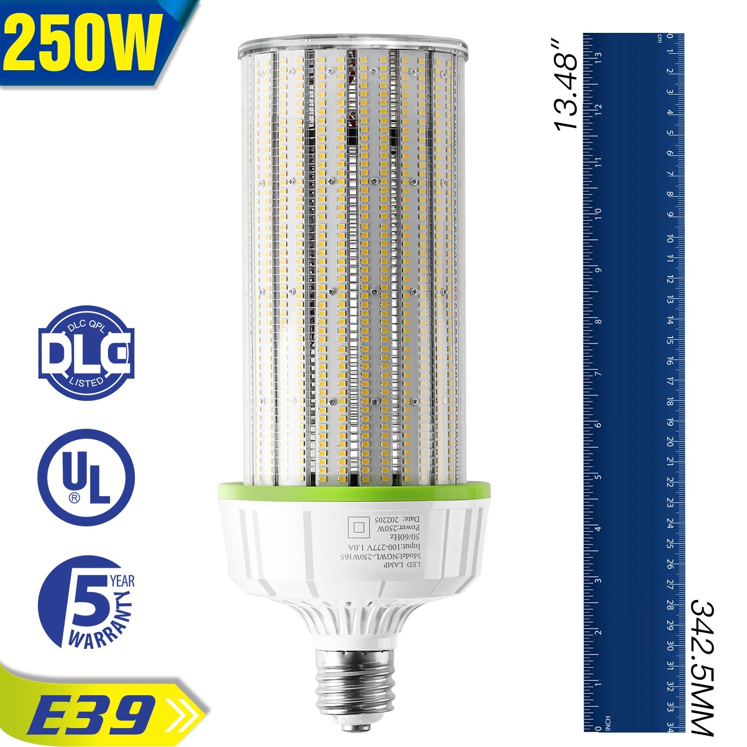 LG LED Equivalent LED Corn Light Bulb 5700K Large Area Cool Daylight White E39 Base