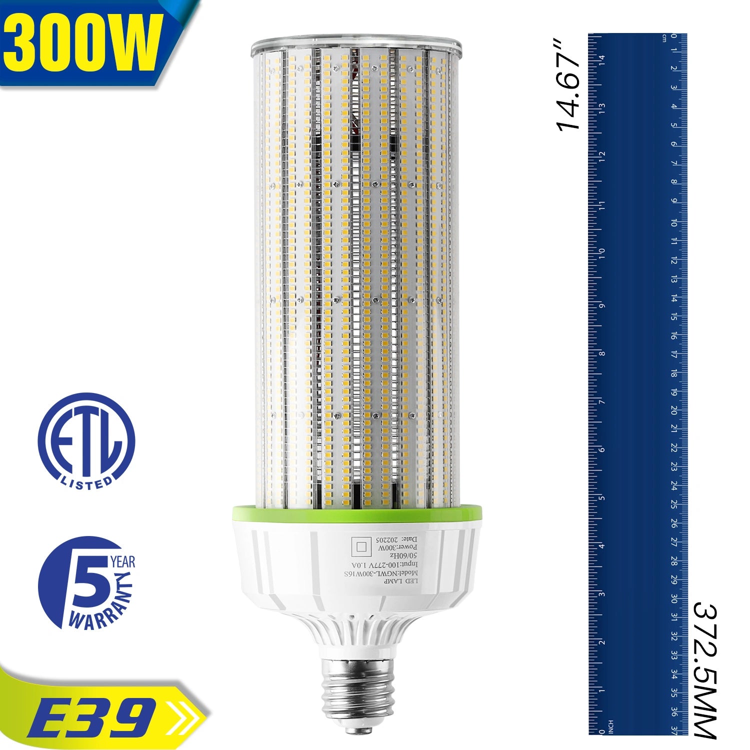 LG LED Equivalent LED Corn Light Bulb 5700K Large Area Cool Daylight White E39 Base