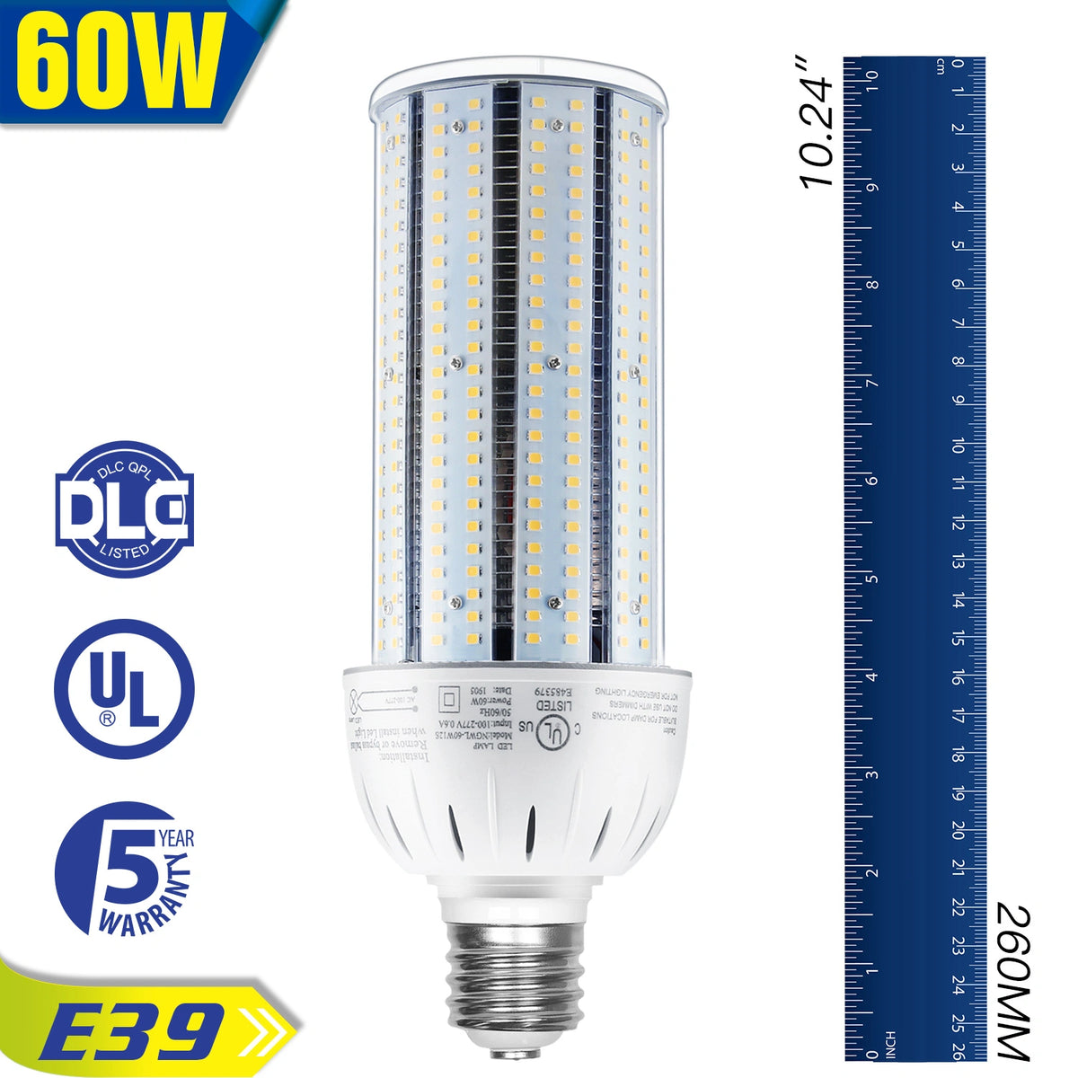 LG LED Equivalent LED Corn Light Bulb 5700K Large Area Cool Daylight White E39 Base