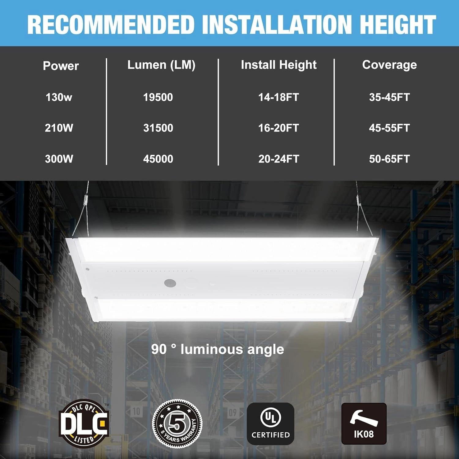 LG LED Linear High Bay Shop Lighting 5000K, UL Complied