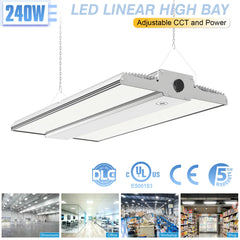 LG LED 400W LED Linear High Bay Light 4.5/5/5.7K High Bay LED Lights Selectable Features, 300W/240W/180W/120W, Commercial 120-277V, for Warehouse, Garage Factory, UL Listed, 5 Years Warranty