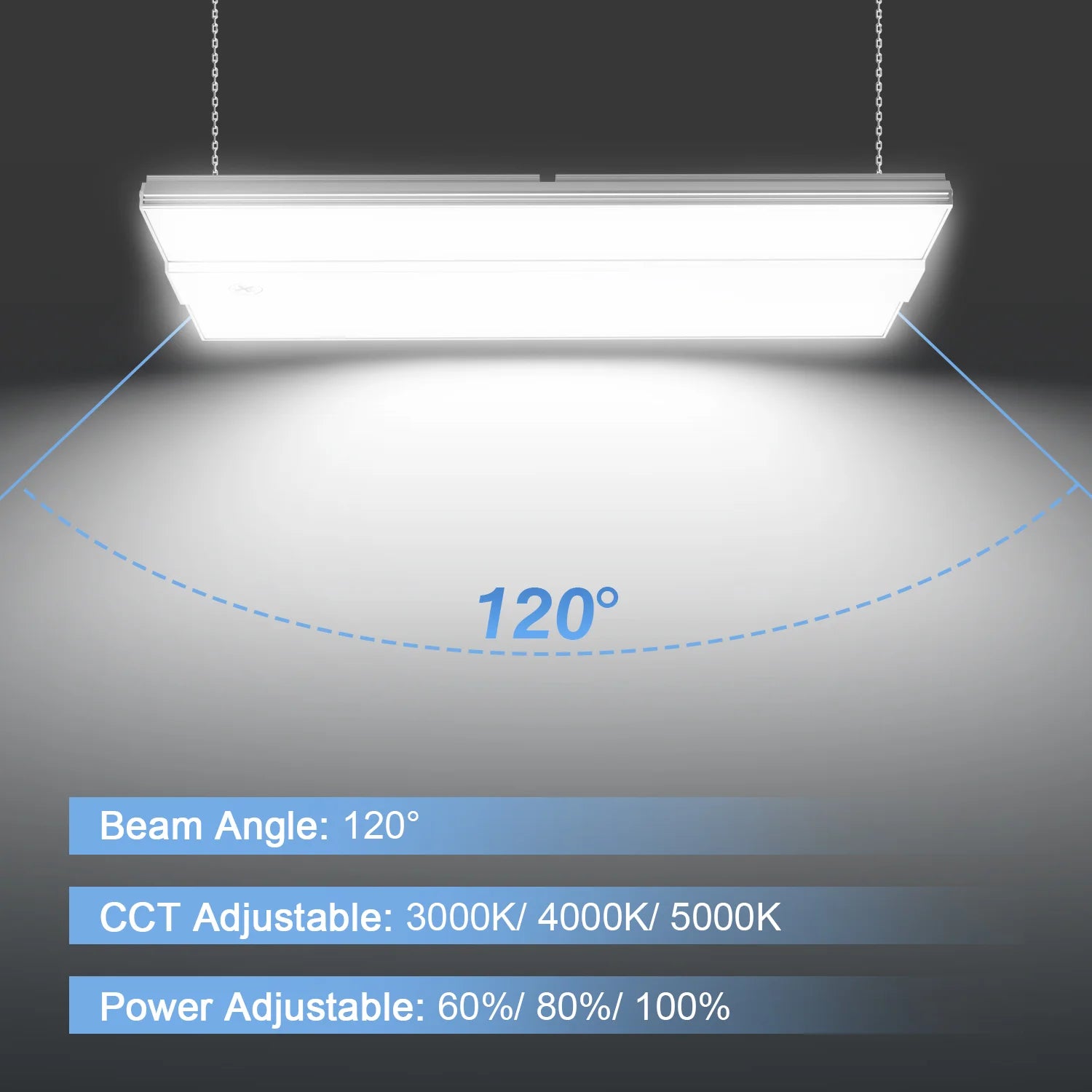 LG LED 400W LED Linear High Bay Light 4.5/5/5.7K High Bay LED Lights Selectable Features, 300W/240W/180W/120W, Commercial 120-277V, for Warehouse, Garage Factory, UL Listed, 5 Years Warranty